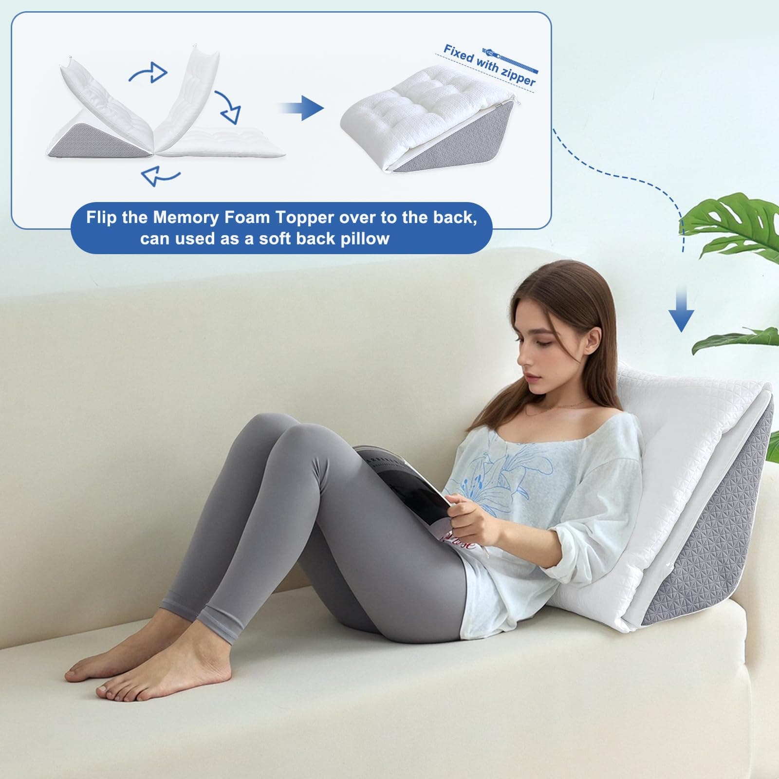 Knee Pillow Memory Foam Leg Wedge Pillow Leg Elevation Knee Support — image 3