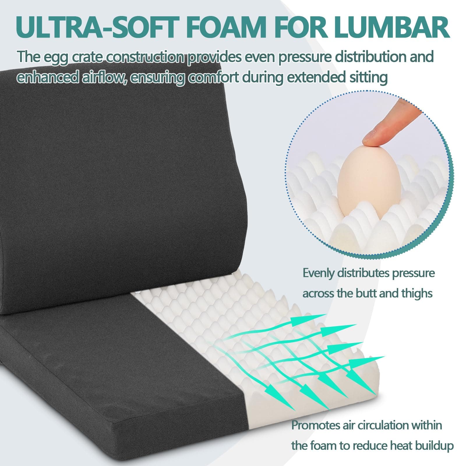 Recliner Seat Cushion with Lumbar Support Pillow, 2 Piece Set — image 5